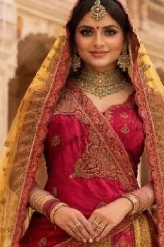 Embroidered Semi-Stitched Velvet Lehenga & Blouse & Dupatta