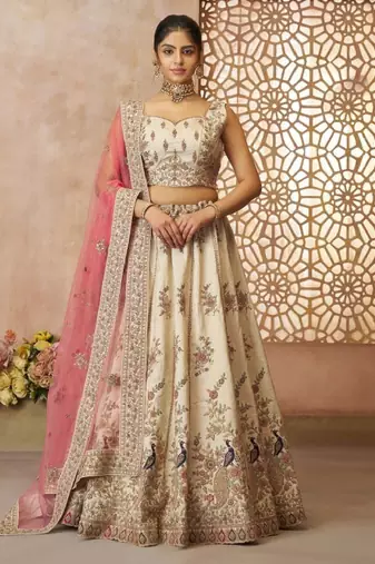 Embroidered Sequinned Semi-Stitched Lehenga & Unstitched Blouse With Dupatta