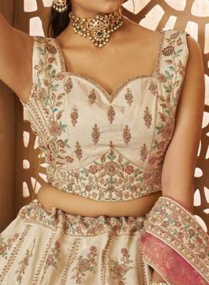 Embroidered Sequinned Semi-Stitched Lehenga & Unstitched Blouse With Dupatta 2