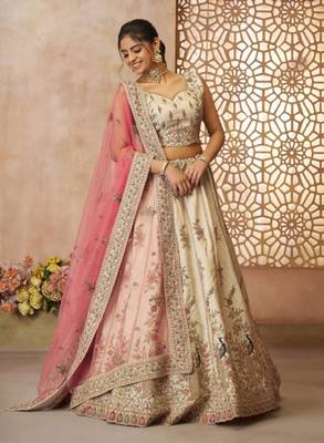Embroidered Sequinned Semi-Stitched Lehenga & Unstitched Blouse With Dupatta 3