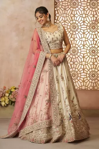 Embroidered Sequinned Semi-Stitched Lehenga & Unstitched Blouse With Dupatta