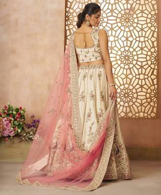 Embroidered Sequinned Semi-Stitched Lehenga & Unstitched Blouse With Dupatta 4