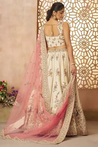 Embroidered Sequinned Semi-Stitched Lehenga & Unstitched Blouse With Dupatta