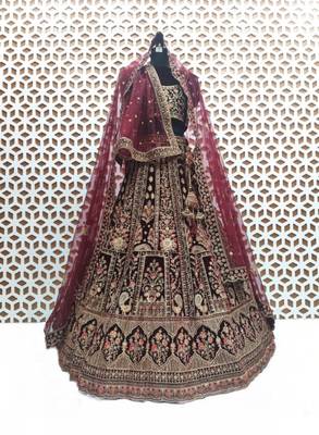 Embroidered Semi-Stitched Lehenga & Blouse With Dupatta 2