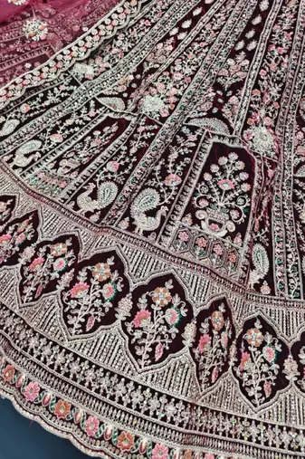 Embroidered Semi-Stitched Lehenga & Blouse With Dupatta