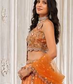 Embroidered Sequinned Semi-Stitched Lehenga & Unstitched Blouse With Dupatta