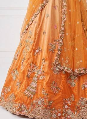 Embroidered Sequinned Semi-Stitched Lehenga & Unstitched Blouse With Dupatta 4
