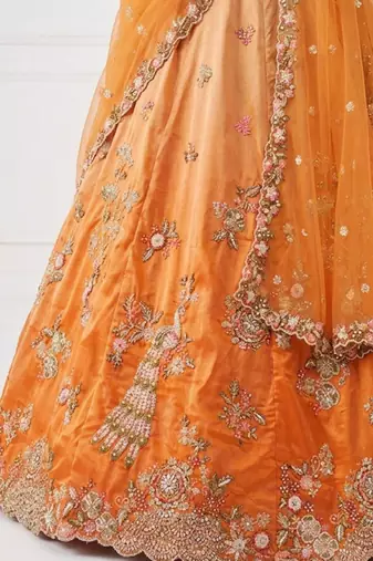 Embroidered Sequinned Semi-Stitched Lehenga & Unstitched Blouse With Dupatta