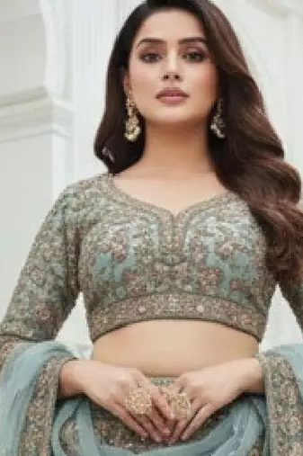 Embellished Sequinned Semi-Stitched Lehenga & Unstitched Blouse With Dupatta