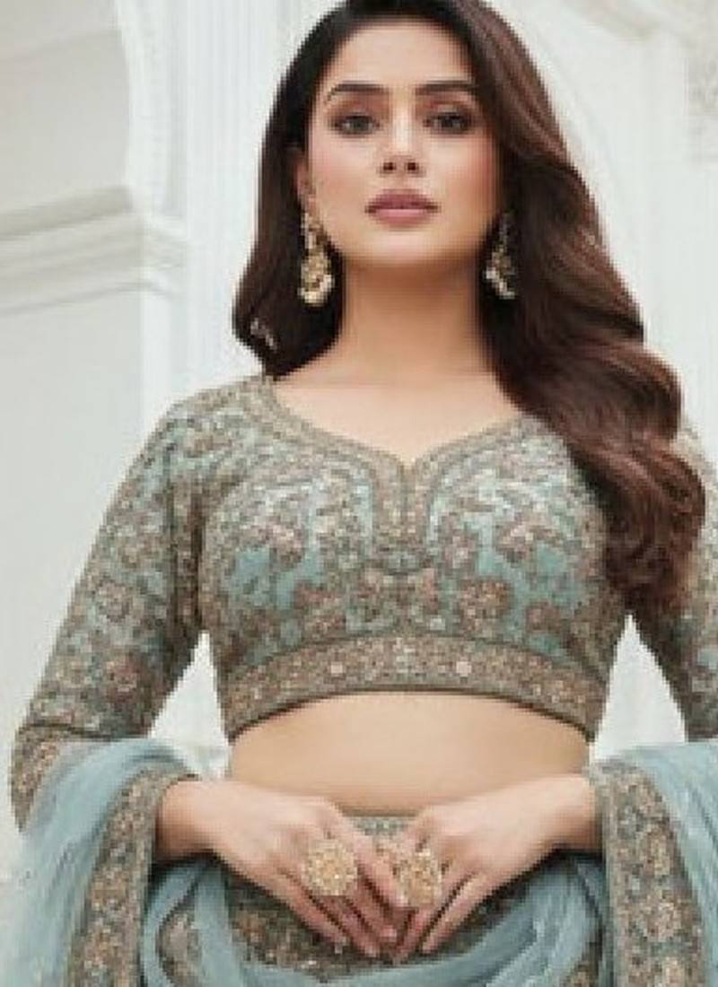 Embellished Sequinned Semi-Stitched Lehenga & Unstitched Blouse With Dupatta