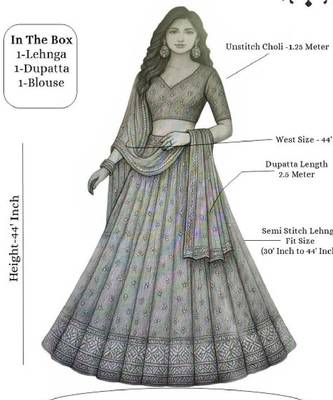 Embellished Sequinned Semi-Stitched Lehenga & Unstitched Blouse With Dupatta 4