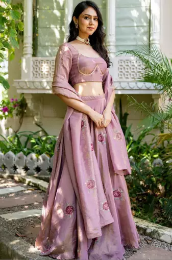 Embroidered Ready to Wear Lehenga & Blouse With Dupatta