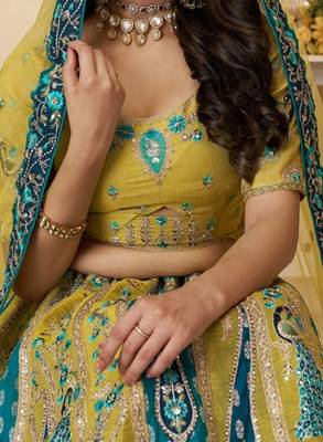 Embroidered Sequinned Semi-Stitched Lehenga & Unstitched Blouse With Dupatta 2