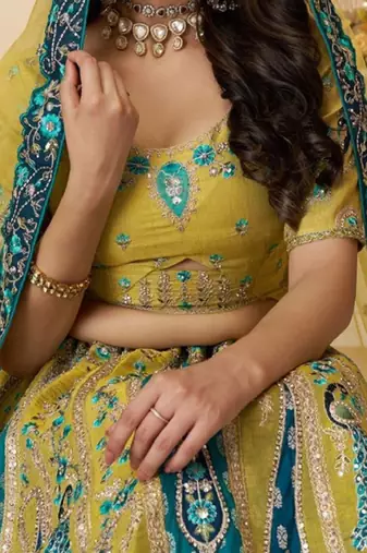 Embroidered Sequinned Semi-Stitched Lehenga & Unstitched Blouse With Dupatta