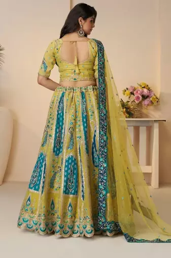 Embroidered Sequinned Semi-Stitched Lehenga & Unstitched Blouse With Dupatta