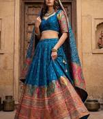 Embroidered Semi-Stitched Lehenga & Blouse With Dupatta