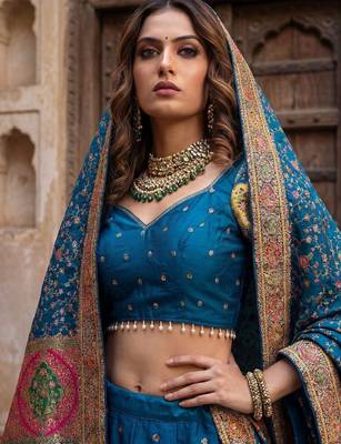 Embroidered Semi-Stitched Lehenga & Blouse With Dupatta 2