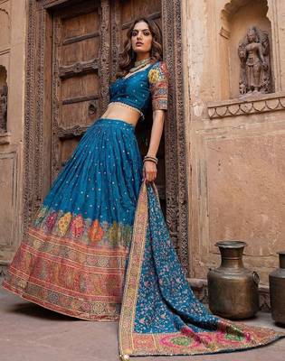 Embroidered Semi-Stitched Lehenga & Blouse With Dupatta 3