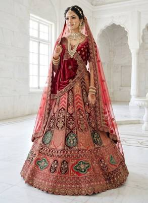Embellished Semi-Stitched Lehenga & Unstitched Blouse With Dupatta 1
