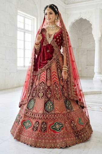 Embellished Semi-Stitched Lehenga & Unstitched Blouse With Dupatta