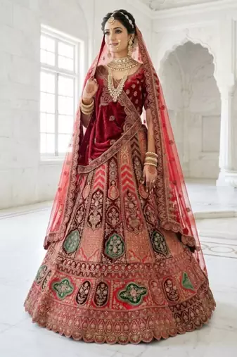 Embellished Semi-Stitched Lehenga & Unstitched Blouse With Dupatta