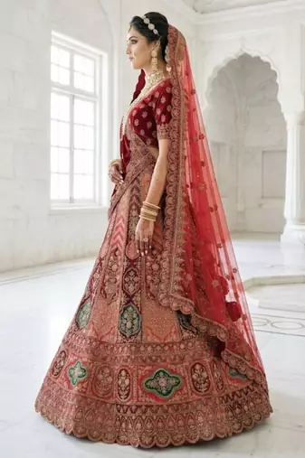 Embellished Semi-Stitched Lehenga & Unstitched Blouse With Dupatta