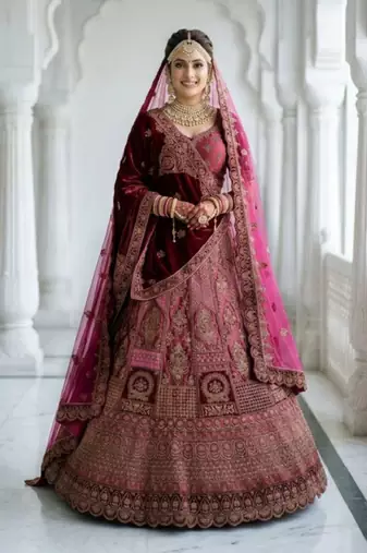 Embroidered Semi-Stitched Lehenga & Unstitched Blouse With Dupatta