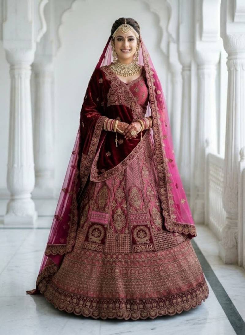 Embroidered Semi-Stitched Lehenga & Unstitched Blouse With Dupatta