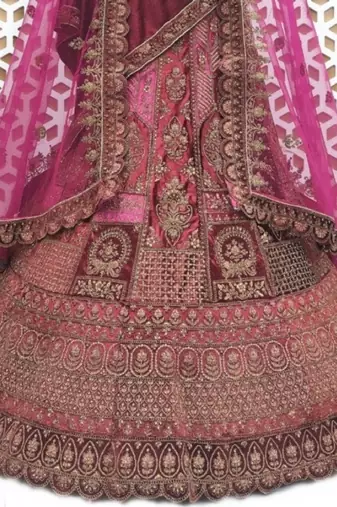 Embroidered Semi-Stitched Lehenga & Unstitched Blouse With Dupatta