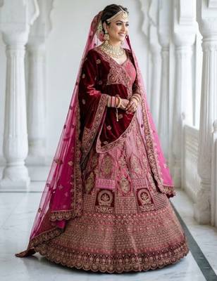 Embroidered Semi-Stitched Lehenga & Unstitched Blouse With Dupatta 3