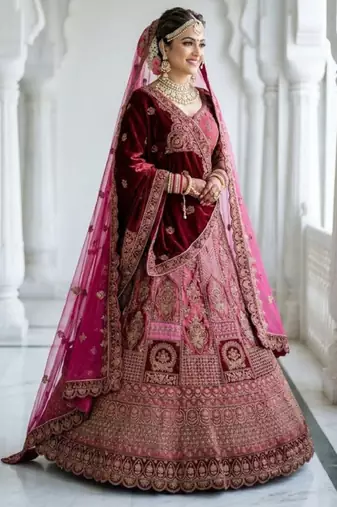 Embroidered Semi-Stitched Lehenga & Unstitched Blouse With Dupatta