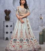 Embroidered Semi-Stitched Lehenga & Unstitched Blouse With Dupatta