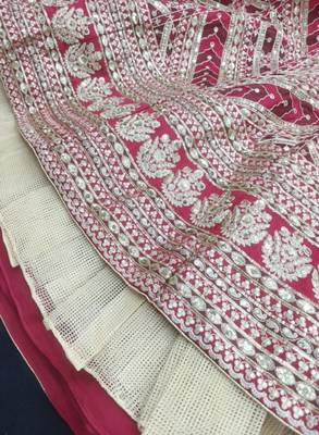 Embroidered Semi-Stitched Silk Lehenga & Blouse & Dupatta 3