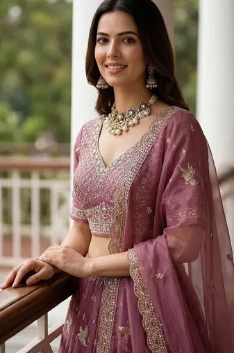 Semi-Stitched Lehenga & Unstitched Blouse With Dupatta