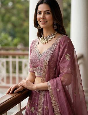 Semi-Stitched Lehenga & Unstitched Blouse With Dupatta 3