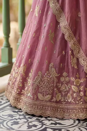 Semi-Stitched Lehenga & Unstitched Blouse With Dupatta