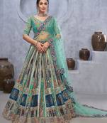 Embellished Thread Work Semi-Stitched Lehenga & Unstitched Blouse With Dupatta