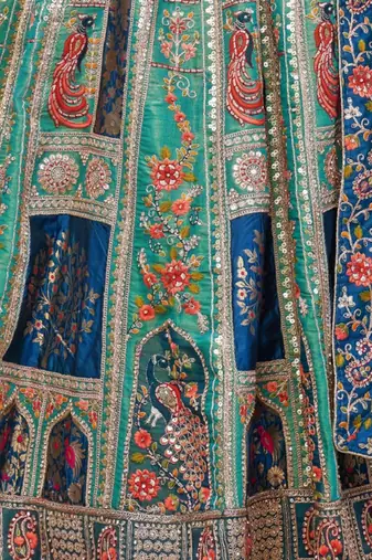 Embellished Thread Work Semi-Stitched Lehenga & Unstitched Blouse With Dupatta