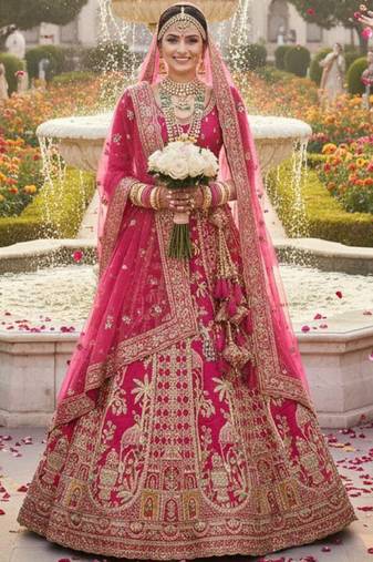 Embroidered Semi-Stitched Lehenga & Blouse With Dupatta