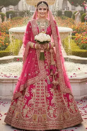 Embroidered Semi-Stitched Lehenga & Blouse With Dupatta