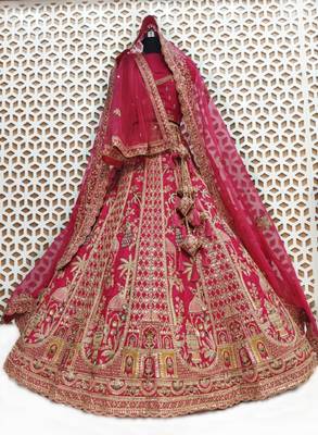 Embroidered Semi-Stitched Lehenga & Blouse With Dupatta 2