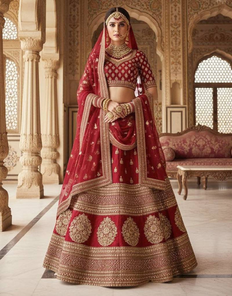 Embellished Semi-Stitched Lehenga & Unstitched Blouse With Dupatta