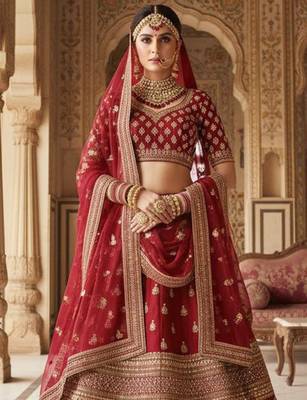 Embellished Semi-Stitched Lehenga & Unstitched Blouse With Dupatta 2
