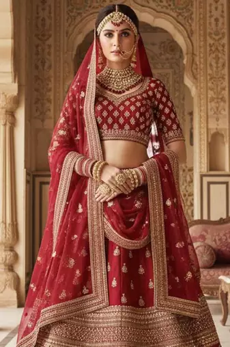 Embellished Semi-Stitched Lehenga & Unstitched Blouse With Dupatta