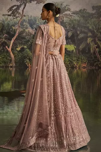 Embroidered Sequinned Semi-Stitched Lehenga & Unstitched Blouse With Dupatta