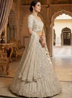 Embellished Semi-Stitched Lehenga & Unstitched Blouse With Dupatta 2