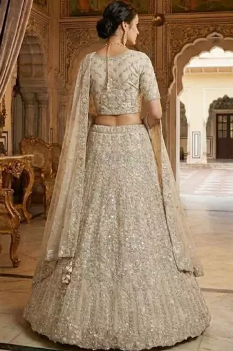 Embellished Semi-Stitched Lehenga & Unstitched Blouse With Dupatta