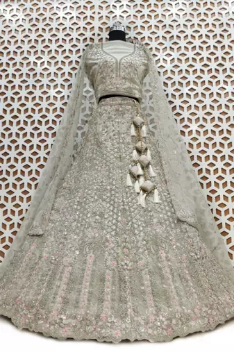 Embellished Semi-Stitched Lehenga & Unstitched Blouse With Dupatta