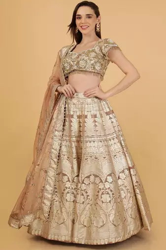 Embroidered Beads and Stones Ready to Wear Lehenga With Dupatta
