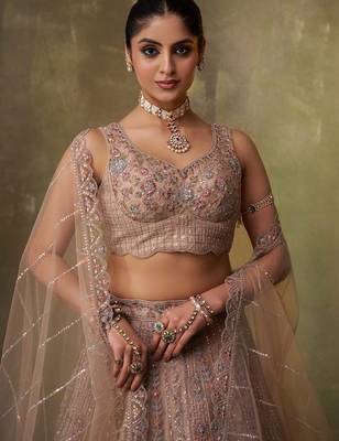 Embellished Sequinned Semi-Stitched Lehenga & Unstitched Blouse With Dupatta 2
